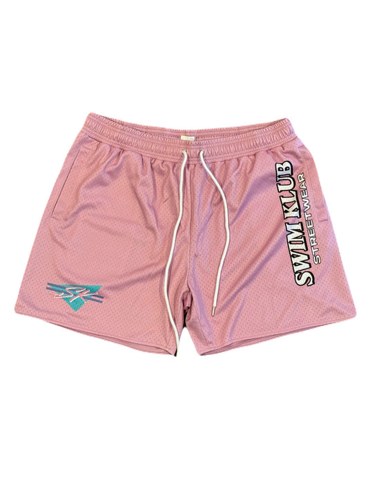 Retro Solid Pink mesh shorts
